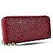 ECOMBOS Women Long Wallet leather Zipper Around Print Morning Glory Red