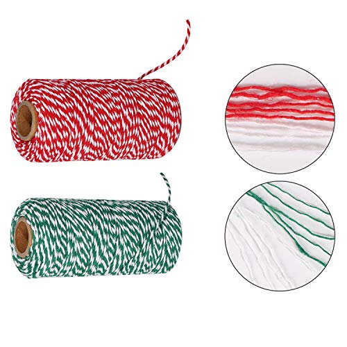 Maosifang Cotton Bakers Twine Cord String 2 mm Candy Rope Ribbon Twine for Christmas Party DecorationsGift Wrapping Arts Crafts 656 Feet,2 Rolls - Thumbnail 2