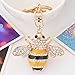 Qinlee Honeybee with Big Smile Keychain Crystal Keyring Rhinestones Purse Pendant Handbag Charm Key Chain Key Chain(Gold）