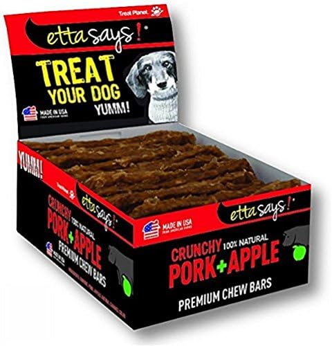 Etta Says Natural Crunchy Pork and Apple Premium Chew Bars - 12 Count Box