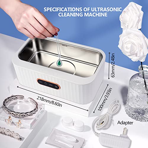 Ultrasonic Cleaner, Ultrasonic Eyeglass Cleaner, 45 KHz Professional Ultrasonic Cleaning Machine with 4 Cleaning Modes, 400 ml Household Ultrasonic Cleaner for Glasses Jewellery Watches Dentures
