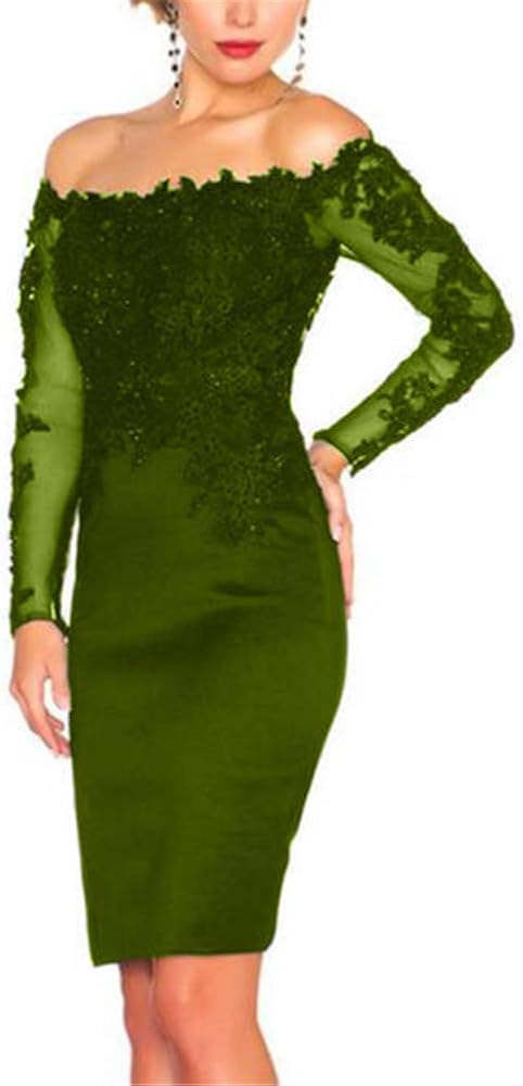 green long sleeve cocktail dress