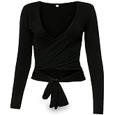 Famulily Women's Sexy Deep V Neck Bandage Surplice Wrap Crop Top
