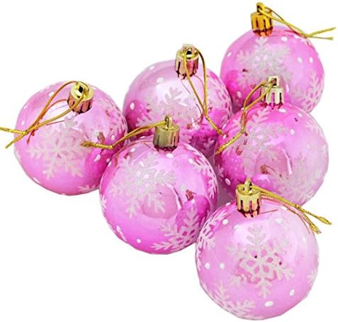 Sumen 6Pcs Christmas Baubles Party Xmas Tree Decorations Hanging Ornament Decor (pink)