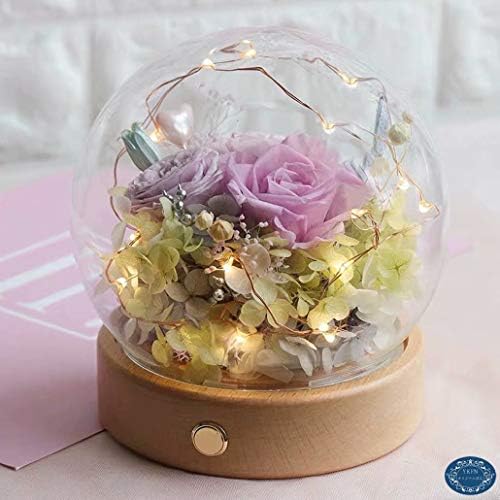 プリザーブドフラワー 枯れない花 暗くなると光る 魔法のピンク薔薇 ギフト バラ 3輪 薔薇 おしゃれ メッセージカード付き ギフトボックス 手提げ袋付き ピンク ラッピング済み ガラスポット 真実の愛 プロポーズ 記念日 結婚祝い 誕生日 記念日 母の日 ギフト