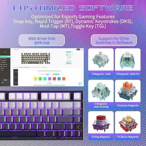 ATTACK SHARK R82 Wired 75% Gaming Keyboard Magnetic Switch + C01ULTRA LED Cable Ultra Precision 0.005mm RT RGB QWERTY Sound Absorption (Moonlit Night)