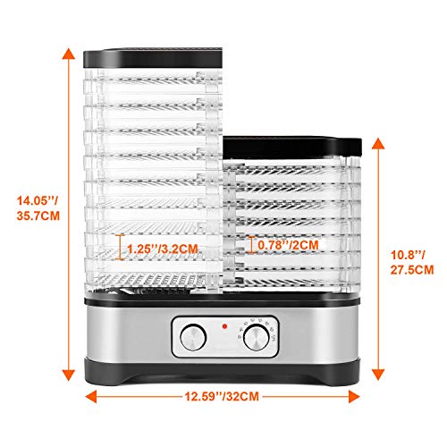 Food Dehydrator Machine - BPA Free Drying System With Nesting Tray - For Beef Jerky Preserving Wild Food and Fruit Vegetable Dryer in Home Kitchen(Button/400W-8Layer)