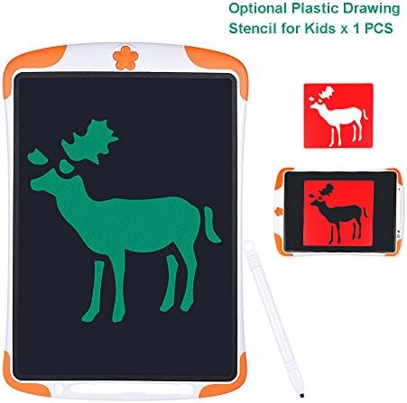 Drawing Board Notepad Electronic Drawing Tablet Children Drawing Tool, Children Gifts LCD Writing Tablet 12 Inches with Random Stencil (Orange)