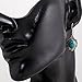 925 Oxidized Sterling Silver Blue Turquoise Gemstone Oval Rope Edge Vintage Dangle Earrings 1.4