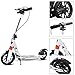 Goplus Folding Kick Scooter for Adult Teen Deluxe Aluminum 2 Big Rubber Wheels Glider Adjustable Height w/Dual Suspension, 220lbs Capacity (White)