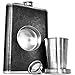 The Premium Shot Flask (8oz) - Includes a Built-in 2oz Collapsible Shot Glass and Bonus Funnel - Leak Proof - Food Grade 304 18/8 Stainless Steel and Faux Leather Wrap by Future Hydrate (Black, 8 oz)