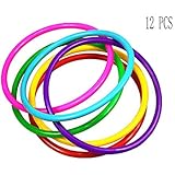 OBTANIM 12 Pcs Plastic Ring Toss Game for Kids and Outdoor Toss Rings for Speed and Agility Practice Game, Random Colors