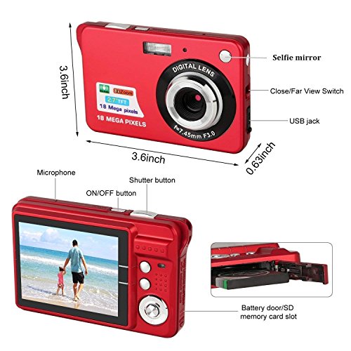 Digital Camera,2.7 Inch HD Camera for Backpacking Rechargeable Mini Camera Students Cameras Pocket Cameras Digital with Zoom Compact Cameras for Photography