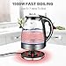 Queen Sense Electric Kettle, 1200W 1.8 Quarts Fast Boiling Glass Water Boiler with LED Indicator Cordless BPA-Free Borosilicate Tea Pot Auto Shut-Off Clear