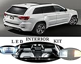Jeep Grand Cherokee Xenon White LED Package Upgrade - Interior + License plate / Tag + Vanity / Sunvisor (15 pieces)