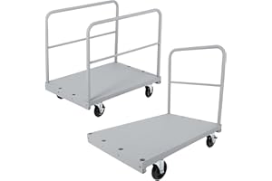2 in 1 Steel Panel Truck Cart, 2200 Lbs Capacity, Heavy Duty Drywall Cart with 2 Removable Sides & 360 Swivel Wheels, Industr