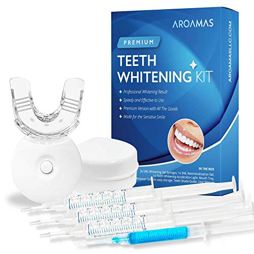 Aroamas Teeth Whitening Kit, With Led Light, for Sensitive Teeth, Comfortable Fit, Brighter Smile in 7 Days