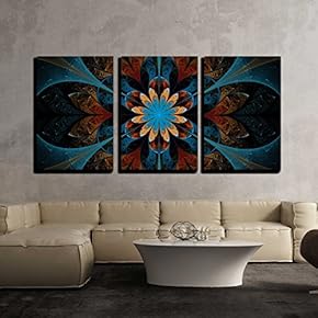 3 Piece Canvas Wall Art - Abstract Flower - Modern Home Art Stretched and Framed Ready to Hang - 16"x24"x3 Panels