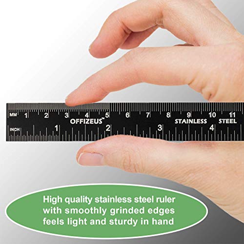 Metal Ruler 6 Inch - Steel Rulers with Inches and Centimeters & Conversion Table - Ideal for School and Office (2 Pack)