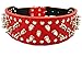 Dogs Kingdom Red Faux Leather Spiked Studded Dog Collar 2
