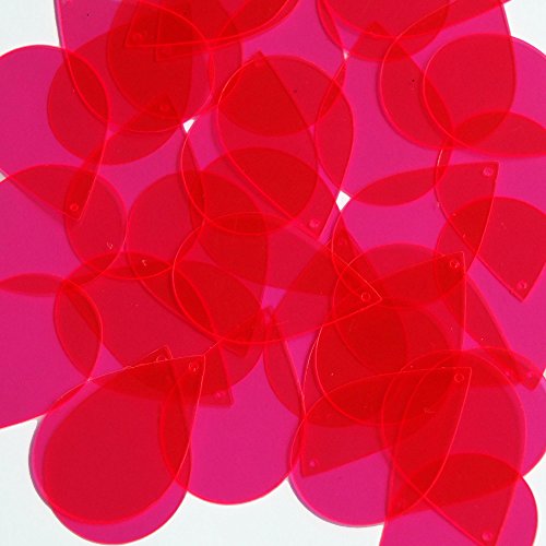 Sequin Tear Drop 1.5 inch Magenta Pink Transparent See Thru Couture Loose Paillettes. Made in USA.