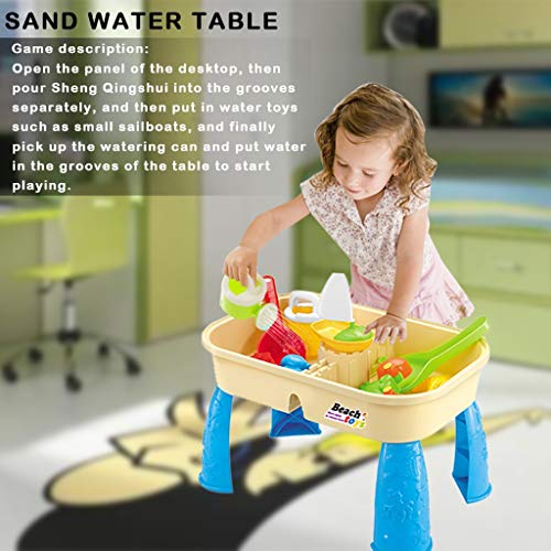 image for Leikf Children Square Sand Water Table Center, 2-in-1 Adjustable Activ