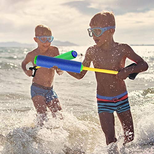 Klobroz Water Blaster Soaker Gun - 2 Pack 5 in 1 Nozzles Foam Water Gun Toys for Boys Girls and Adults - Outdoor Swimming Pool Beach Yard and Park Water Fighting Game Bubble Making Wand Included