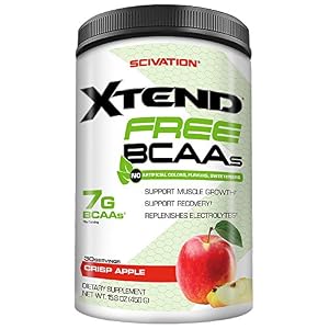 Image of Scivation Xtend FREE BCAA Powder, Crisp Apple, 30 Servings, No Artificial Colors, Flavors, or Sweeteners