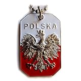 POLAND FLAG POLISH EAGLE POLSKA CREST PENDANT DOG TAG ARMY BALL CHAIN NECKLACE