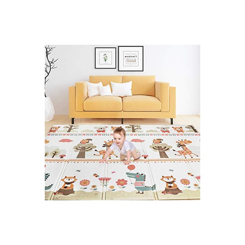 Baby Play Mat, Folding Playmat Waterproof Reversible Baby Crawling Mat Large Foam NonToxic Kids Play Mat Anti-Slip…