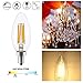LAKES E12 LED Bulb Dimmable, 4W 2700K Soft White 350LM, 40W Equivalent LED Candelabra Bulbs, C35 Clear Glass Torpedo Shape Bullet Top, 360° Beam Angle, 6-Pack