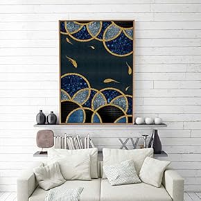 Framed Canvas Home Artwork Decoration Golden Abstract Style Canvas Wall Art for Living Room, Bedroom - 16x24 inches