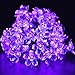 Qedertek Solar String Lights, Cherry Blossom 22ft 50 LED Waterproof Flower Outdoor String Lights for Patio,Lawn,Garden,Holiday,Halloween Solar Lights,and Festivals Decorations (Purple)