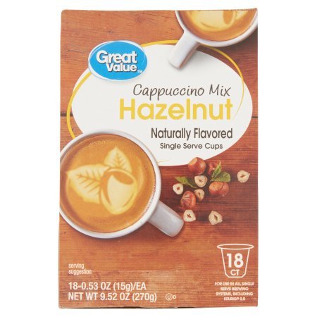 Great Value Hazelnut Cappuccino Mix Naturally Flavored Single Serve Cups, 0.53 oz, 18 count - Thumbnail 5
