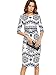 Floerns Women's Porcelain Print Work Sheath Business Pencil Dress Blue L