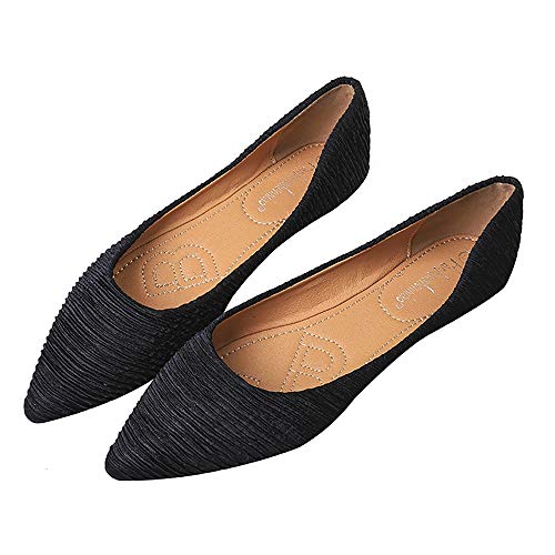 Meeshine Women's Pointy Toe Ballet Flats Comfortable Slip-on Classic Dress Shoes (Classic-Black US 10)