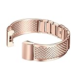 bayite Metal Bands Compatible Fitbit Charge 2, Wristband Bracelet Replacement Wristbands, Rose Gold