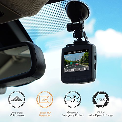 APEMAN 2K Dash Cam, Ultra HD 1296P Car Camera, Ambarella A7 Chip, Super
