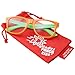 Kids Nerd Retro Two Color Frame Clear Lens Childrens Fake Eye Glasses (Age 3-10) Orange/Green