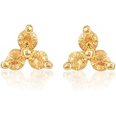 Devshine 925 Sterling Silver Stud Earrings for Women Gold Plated Natural Gemstone Jewelry Lightweight Daily Wear Earrings Gift for Womens