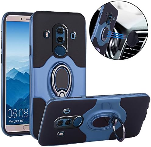 Huawei Mate 10 Pro Case, Slim Drop Protection Cover, IMPROVED Ring Grip Holder Stand, Back Magnetic Circle With Air Vent Magnetic Car Vent Mount For Huawei Mate 10 Pro - Metallic Blue