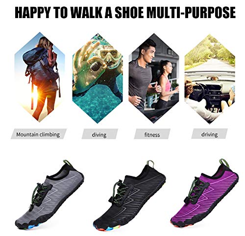 Water Shoes Barefoot Quick-Dry Aqua Yoga Socks Slip-on for Men Women Black 9 M US Women/8 M US Men