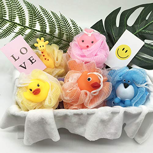 image for VANVENE Cute Cartoon Mesh Bath Sponge Loofah,Soft Body Exfoliating Mes