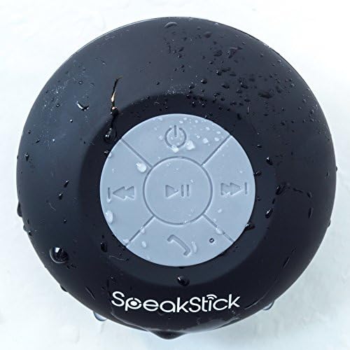 Bluetooth Shower Speaker SpeakStick With Lifetime Guarantee Rechargeable Waterproof and Portable With Mini USB Connection the Perfect Gift - Black