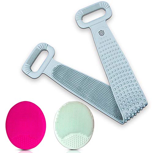 Extra Long Silicone Back Scrubber With Facial Cleansing Brush Back Scrubber For Shower