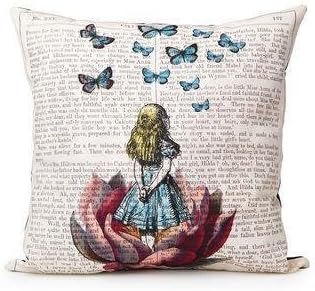 Buythecase Unique Fashion Design Alice In Wonderland Polyester Throw Pillow Cover 18 x 18 Inches