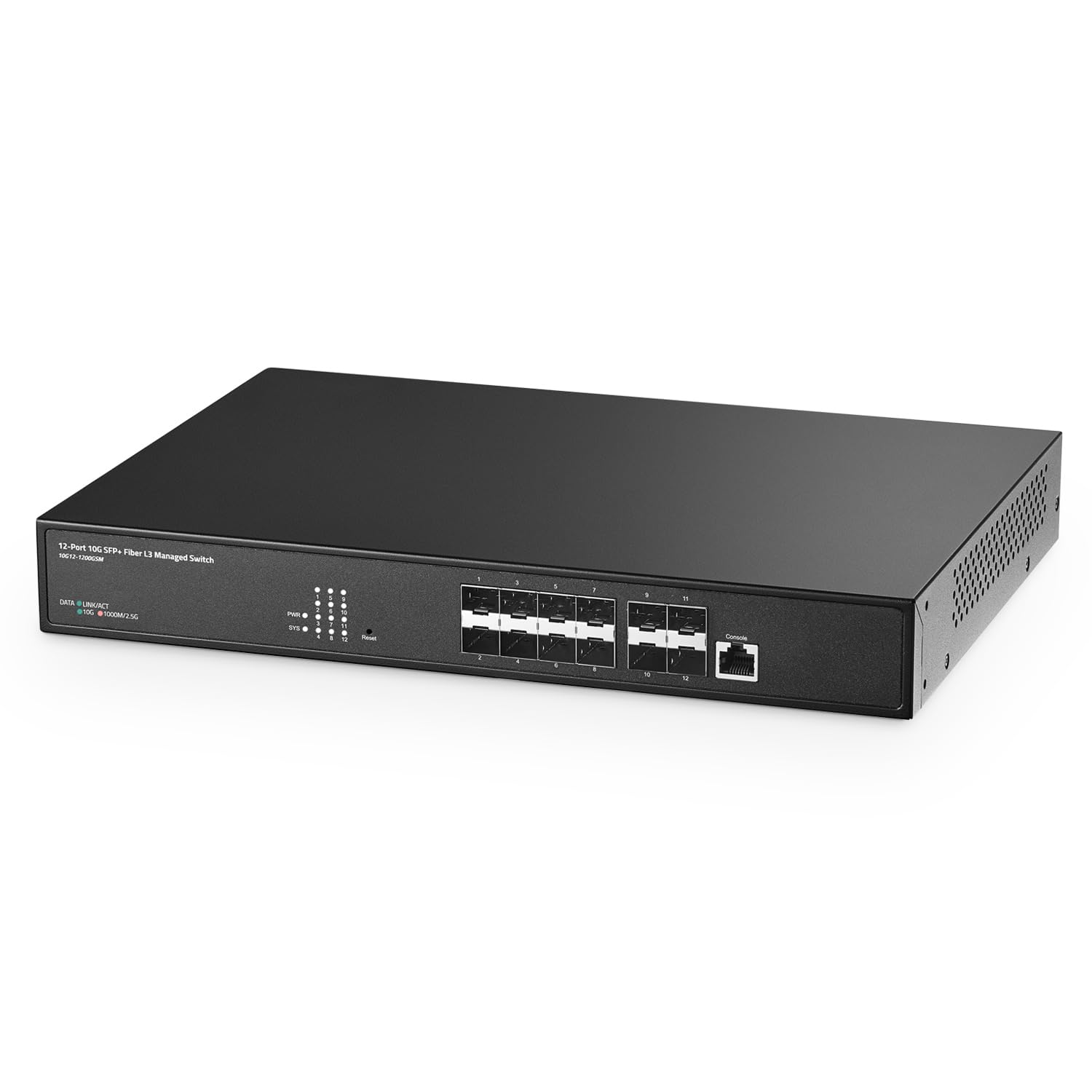 Photo 1 of Binardat 12 Port 10 Gigabit SFP Managed Switch, Support 1G & 10G SFP+ Module, 240Gbps Bandwidth, L3 Web/CLI Managed, Metal Fiber Network Switch