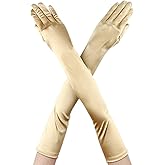 DreamHigh Womens 22" Finger Mittens Over Elbow Long Black/White Evening Gloves