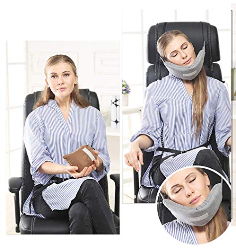 image for LQT Ltd Memory Foam Travel Pillow for Airplane Inflatable Neck Pillow 