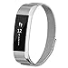POY Metal Replacement Bands Compatible for Fitbit Alta and Fitbit Alta HR, Milanese Loop Stainless Steel Bracelet Smart Watch Strap with Unique Magnet Lock, Large Silver
